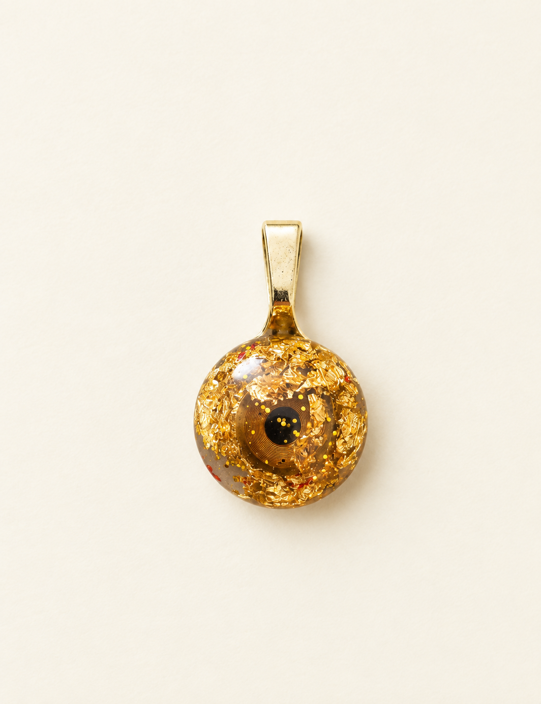 Golden Circuit Orb – Handmade NFC Resin Pendant