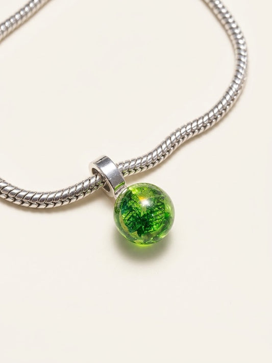 Bottle Green Sphere Bracelet with Silver Chain