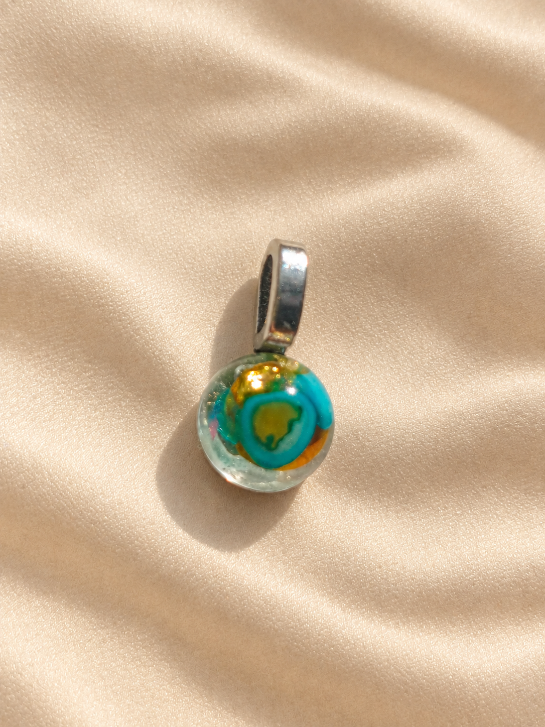 Turquoise Ocean Charm - Handmade memory charm with turquoise orb