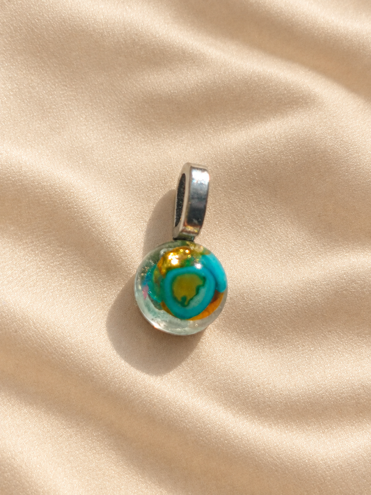 Turquoise Ocean Charm - Handmade memory charm with turquoise orb