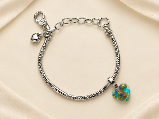 Rainbow Heart Memory Bracelet - Handmade memory bracelet with multicolour heart charm