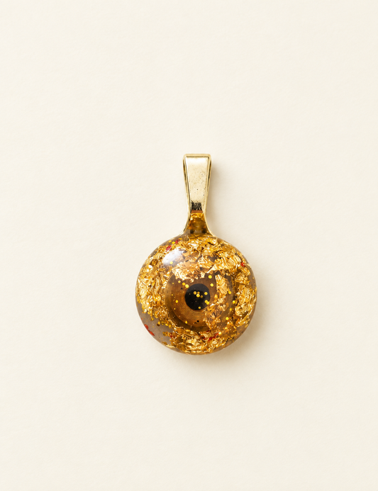 Golden Circuit Orb – Handmade NFC Resin Pendant