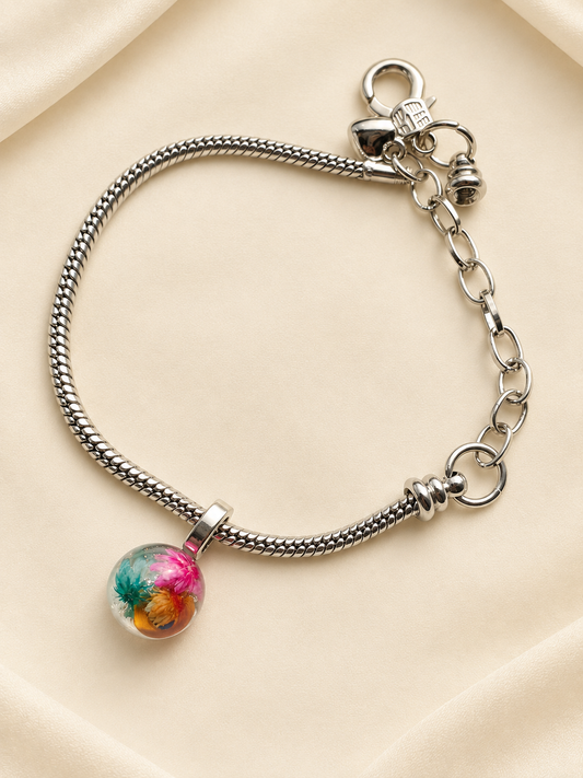 Wildflower Memory Bracelet - Handmade memory bracelet with wildflower charm