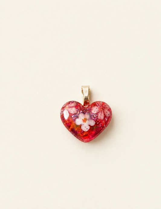 Cherry Blossom Heart – Handmade NFC Resin Pendant