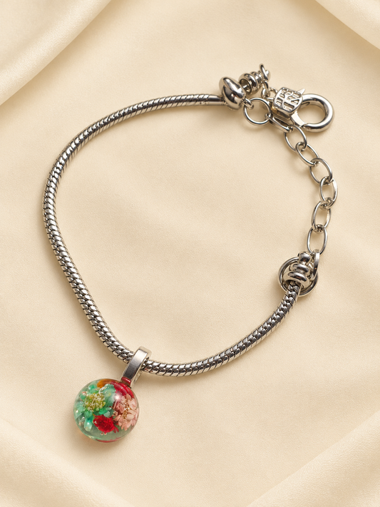 Garden Blooms Memory Bracelet - Handmade memory bracelet with garden flowers charm